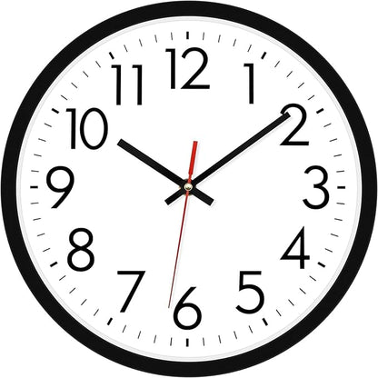 Lumuasky 14 Inch Modern Wall Clock Battery Operated Silent Non-Ticking Large Analog Classic Round Clock for Office, Home, Kitchen, Bedroom, School, Living Room (Black)