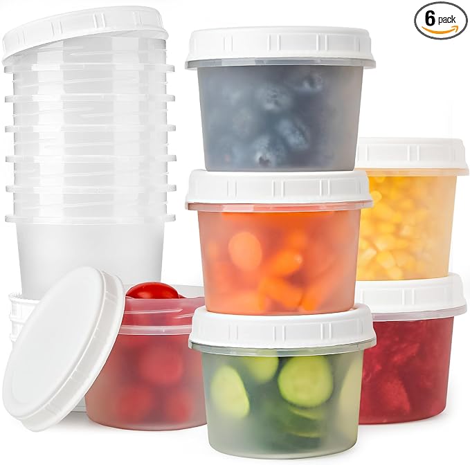 TUZAZO 6 Pack - 20 Oz Food Storage Containers with Screw Lids, Airtight Plastic Small Freezer Storage Container for Ice Cream, Overnight Oats, Snack, Soup, Portion and Meal Prep Container