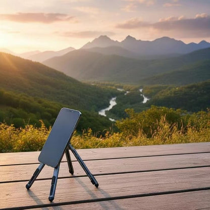 Foldable Desktop Portable Laptop Stand, Adjustable Laptop Riser with Magnetic Phone Holder, Aluminum Alloy Notebook Stand Compatible with 10-16” Laptops and 4-13”Phones/Tablets(Silver Gray)