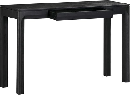 NTC Flow 47-Inch Console Table, Modern Solid Wood Entryway Table with Hidden Drawer, Waterproof & Heat Resistant, Narrow Table for Hallway, Living Room & Foyer, Burnt Black