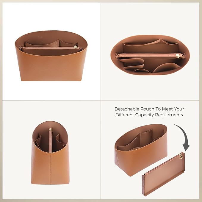 ZTUJO Purse Organizer Insert For Handbags For Le Pliage, Ultra-light Waterproof DupontPaper Upgraded Purse Organizer Insert (Brown, Small)