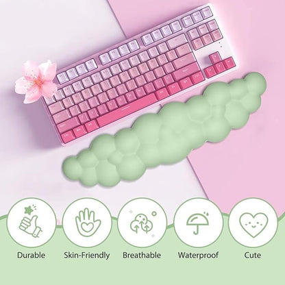 JIKIOU Upgrade Leather Cloud Keyboard Wrist Rest, Cloud Wrist Rest with Non-Slip PU Base, Comfortable Memory Foam Wrist Rest for Computer Laptop Mac Gaming Office and Pain Relief Christmas Wish Gift