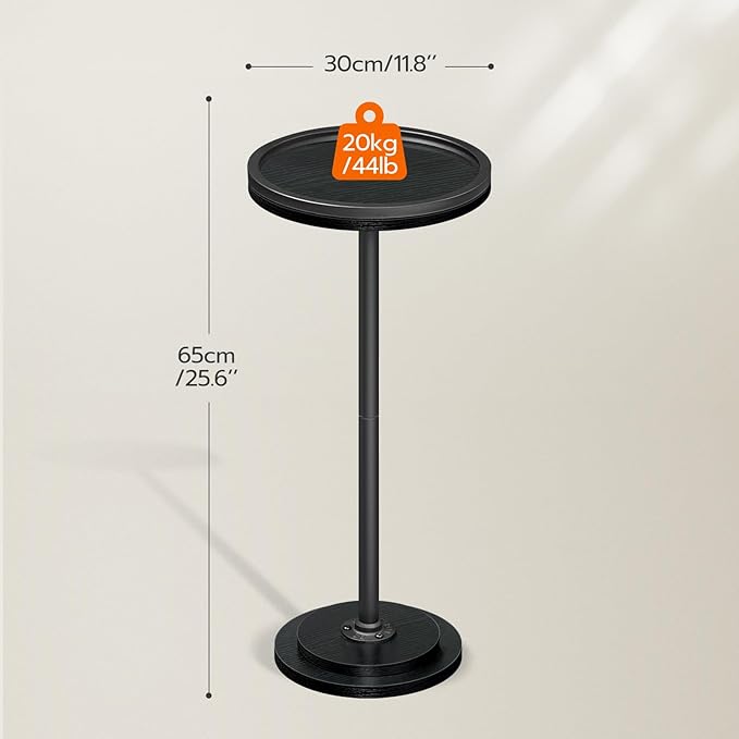 HOOBRO Small Round Side Table, Drink Table, Coffee Martini Table with Pedestal Accent for Small Spaces in Living Room, Bedroom, Sofa Couch, Black BB168BZ01