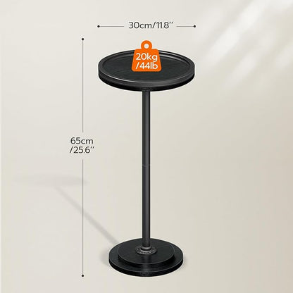 HOOBRO Small Round Side Table, Drink Table, Coffee Martini Table with Pedestal Accent for Small Spaces in Living Room, Bedroom, Sofa Couch, Black BB168BZ01