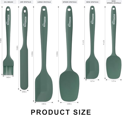 NileHome Silicone Spatula Set, 6 Pieces Food Grade Kitchen Utensils with Silicone Brush Heat Resistant Up to 600°F Dishwasher Safe BPA-Free Rubber Spatula for Scraping, Baking, Cooking, Mixing-Green