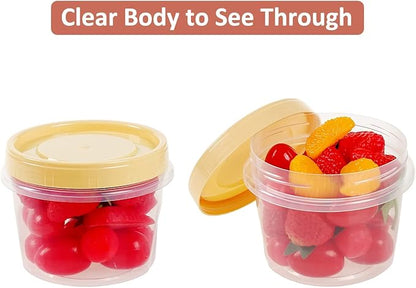 Screw Top Containers for Food 16 Oz, 20 Pack, 2 Cup Storage Containers with Lid, Reusable Twist Top Containers Twist Lock Stackable Round Twist Cap Plastic Freezer Container for Soup, 5-Color