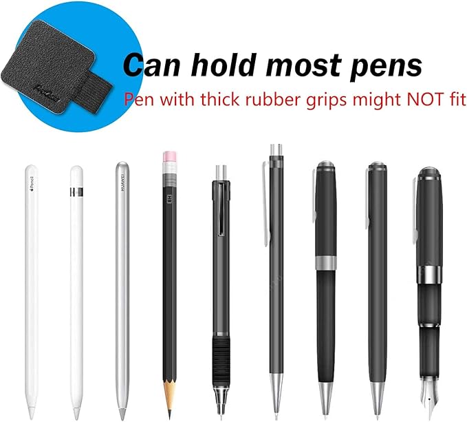 ProCase (5 Pack) Pen Loop Holder for Notebooks Journals Planners Tablet Case, Self Adhesive Leather Pencil Holder with Elastic Loop for Pens, Apple Pencil, Stylus Pen -Black