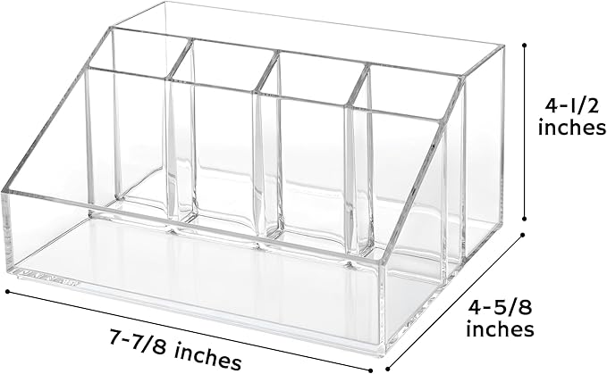 STORi Stackable Desk Organizer, Clear Pen Pencil Makeup Brush Holder for Desktops and Vanities, 6 Compartment Caddy (Made in USA)