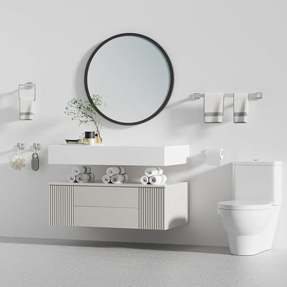 15-Piece Brushed Nickel Bathroom Accessories Set – 23.6" Towel Bar, Towel Ring, Toilet Paper Holder & Hooks, Wall Mounted Bathroom Hardware, Rust & Corrosion-Resistant, Ideal for Modern Bathrooms