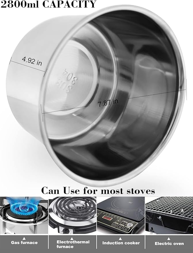 Double Boiler Pot Set, 1200ML Double Boiler, 2800ML Stainless Steel Pot with Silicone Spatula for Melting Chocolate,Candy, Soap, Wax, Candle Making