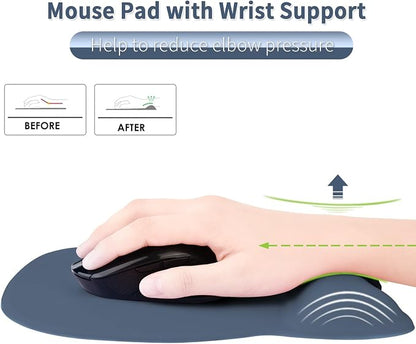 EooCoo Ergonomic Mouse Pad with Wrist Support, Mousepad with Memory Foam Wrist Rest and Non-Slip Base for Computer, Cafe, Home & Office, 9.64 x 8.26 in Office Desk Accessories
