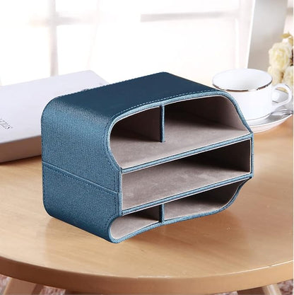PUSU Remote Control Holder PU Leather 360 Degrees Rotatable Desktop Supply Organizer Storage Box for Controllers Media Stationery Nightstand TV Caddy E-reader iPad Phone Pen/Pencil Cosmetic