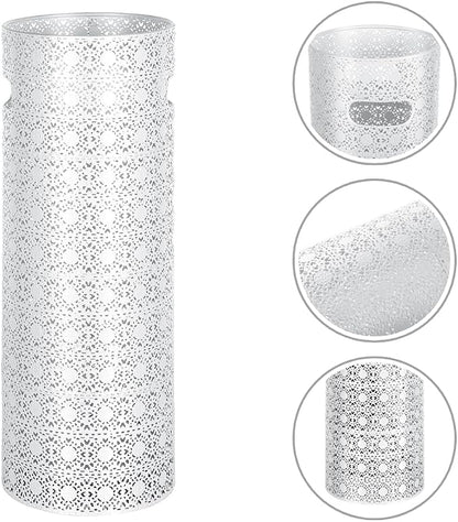 Concepts 21 inch Heavy Duty Metal Umbrella Stand - Durable Storage Holder for Umbrellas - Indoor and Outdoor Use - Stylish and Modern Organizer for Entryways. (White Lace)