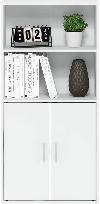 Furinno Pasir 4-Tier Storage Bookcase, Bookshelf, Multipurpose Shelf, White