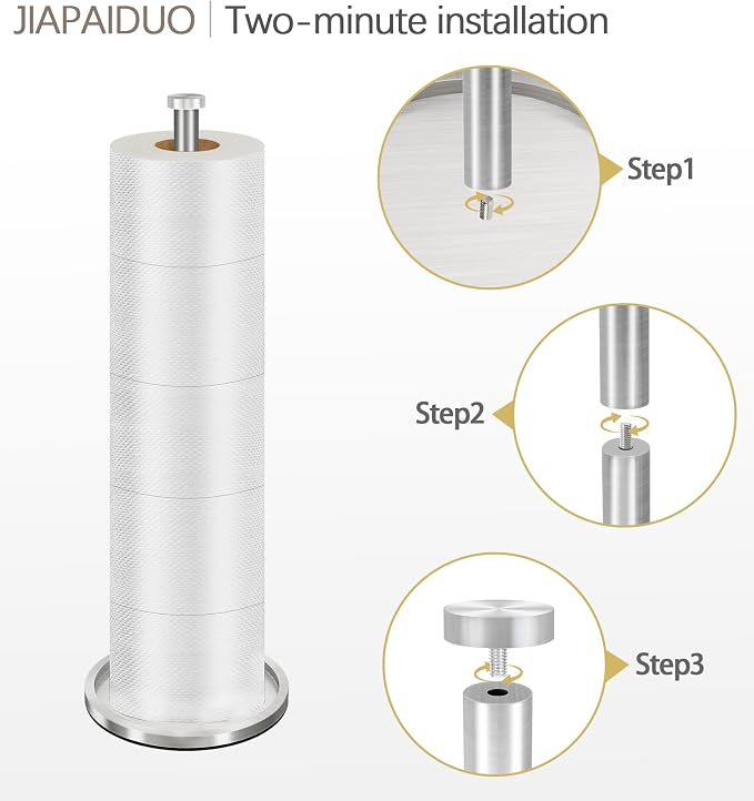 Toilet Paper Holder Stand with Reserve Function, Brushed Nickel Toilet Roll Holder Free Standing, Toilets Paper Storage Stand for 5 Rolls of Toilets Papers，Modern Design