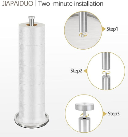 Toilet Paper Holder Stand with Reserve Function, Brushed Nickel Toilet Roll Holder Free Standing, Toilets Paper Storage Stand for 5 Rolls of Toilets Papers，Modern Design
