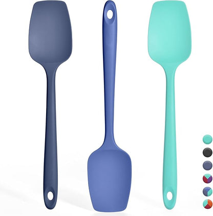 Ironberry Silicone Spoonula Set: 600ºF Heat Resistant Food Grade Cooking Baking Utensils, Kitchen Flexible Nonstick Rubber Pan Spoon Spatula for Mixing, Scrambling, Scooping (3 Pieces, Multicolor 4)