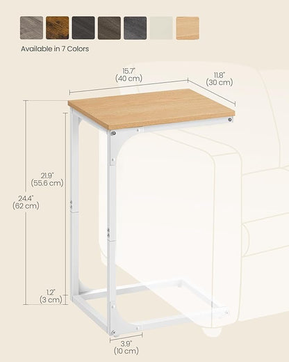 VASAGLE C-Shaped End Table, Small Side Table for Couch, Sofa Table with Metal Frame for Living Room, Bedroom, Bedside, Almond Yellow and Cloud White