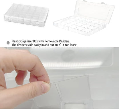 2 Pcs Large 24 Grids Plastic Organizer Box, Grids Clear Plastic Organizer Box, for kitchen Storage, Party and Travel