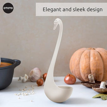 OTOTO Swanky Swan Soup Ladle- Silicone Soup Spoon, BPA-Free, Heat Resistant Soup Ladles For Serving & Cooking - Cute Kitchen Accessories, Unique Kitchen Gifts, Fun Cooking Gadgets (White)