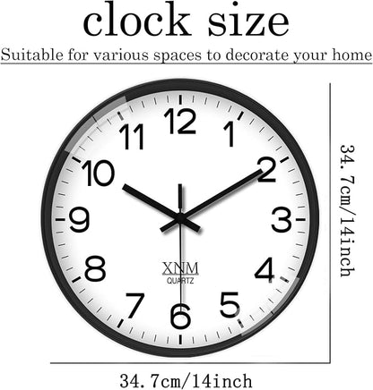 XNM Decorative Wall Clocks Battery Operated 14 Inch White Classic Wall Clock for Living Room Office Modern Minimalist Wall Clock Silent