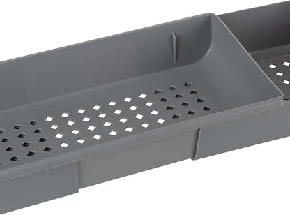 Bath Bliss Expandable Bathtub Caddy | Non-Slip | Over The Tub | 21-27 inch | Tub Tray | Bathroom Storage and Organizer | Shelf | Hold Soaps and Towels | Grey