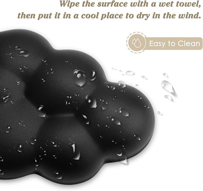 Cloud Wrist Rest Cushion for Mouse Ergonomic Soft PU Leather Memory Foam Wrist Pain Relief Mouse Wrist Support Pad with Anti-Skid Base for Office School Home Laptop & Computer Mouse (Black)