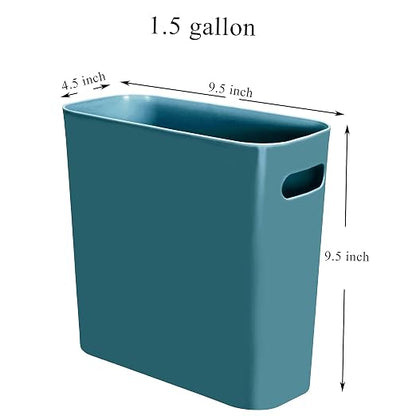 Youngever 1.5 Gallon Slim Trash Can, Plastic Garbage Container Bin, Small Trash Bin with Handles for Home Office, Living Room, Study Room, Kitchen, Bathroom (1 Pack Teal)