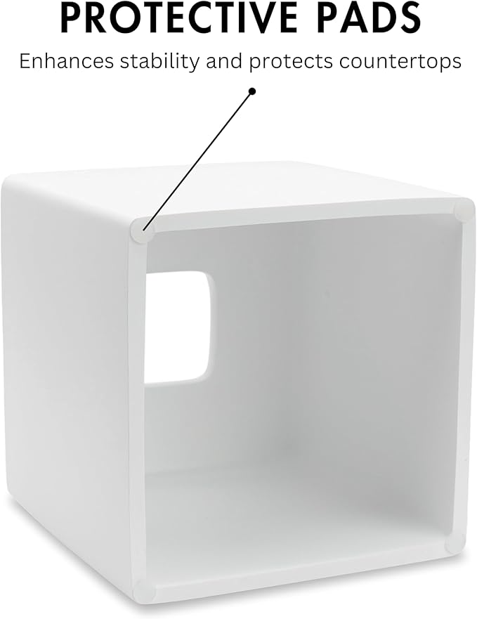 Yew Design Matte White Square Tissue Box Cover, Decorative Tissue Box Dispenser for Bathroom, Parlors, Office, Bedroom Dresser, Vanity Countertop, Nightstand, Car, and Desk