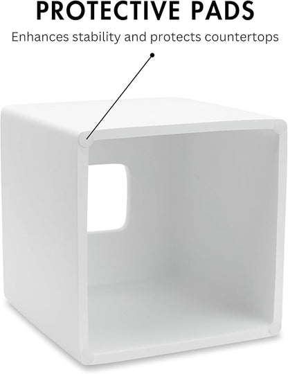 Yew Design Matte White Square Tissue Box Cover, Decorative Tissue Box Dispenser for Bathroom, Parlors, Office, Bedroom Dresser, Vanity Countertop, Nightstand, Car, and Desk
