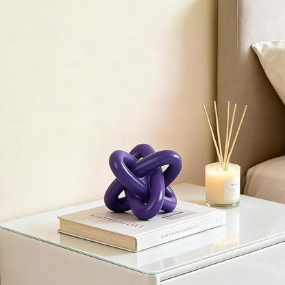 DOVDOV Purple Knot Sculpture, Triple Knot Statue, Purple Home Decor, Perfect for accenting Rustic-Style Coffee Tables, Living Room TV Stands, Dining Tables, and entryway Shelves.