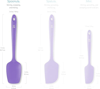 DI ORO Silicone Spoon Spatula - 600°F Heat-Resistant Large Silicone Spoonula Scraper - BPA Free Nonstick Cookware Safe Rubber Kitchen Utensil for Baking, Cooking, & Mixing - Dishwasher Safe (Lavender)