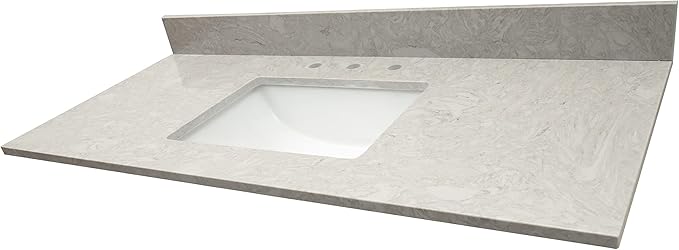 MSI Drifting Fog Vanity Top with Under Mount Rectangle Ceramic Sinks, Engineered Marble Stone, 4" CC Faucet Holes, 49"X22"