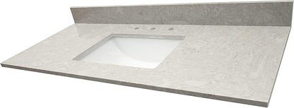 MSI Drifting Fog Vanity Top with Under Mount Rectangle Ceramic Sinks, Engineered Marble Stone, 4" CC Faucet Holes, 49"X22"