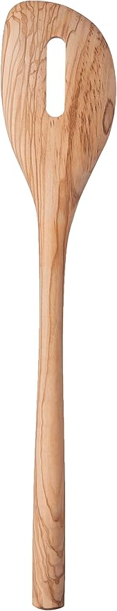 Tovolo Slotted Wooden Spoon, Olivewood Kitchen Utensil for Cooking & Serving, Natural Wood Spoodle with Comfortable Grip, Heat-Resistant Nonstick Safe, Durable Stirring Tool