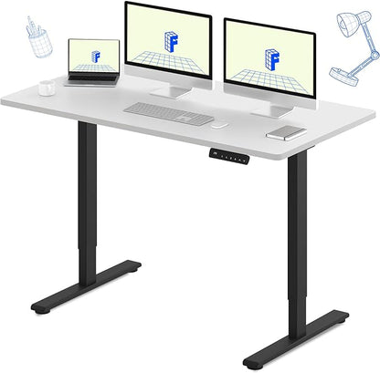 FLEXISPOT E3 Dual Motor 60 x 24 Electric Standing Desk Sit Stand Up Desk, Holds 220 lbs, Adjustable Height w/Memory Presets, One-Piece White Desktop & Black Frame, Ships in 2 Boxes