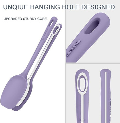 ChefAide 5 Pieces Silicone Spatula Set, Food Grade Rubber Spatula, Upgrade Strong Handle with Ergonomic Grip, Heat Resistant Up to 600°F for Nonstick Cookware, Cooking
