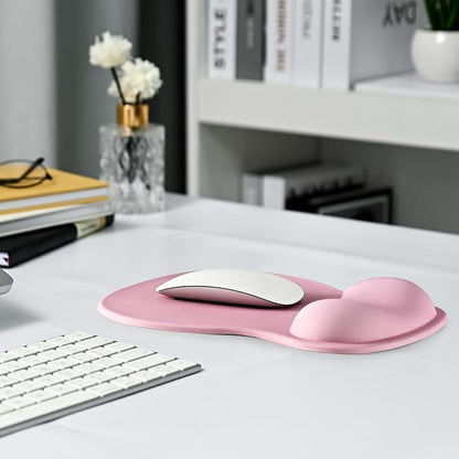 EooCoo Ergonomic Pink Mouse Pad with Gel Wrist Rest Support Middle Concave Design, Relieve Wrist Pain Mousepad, Wrist-Contoured Design for Carpal Tunnel Syndrome, Office Desk Accessories for Women