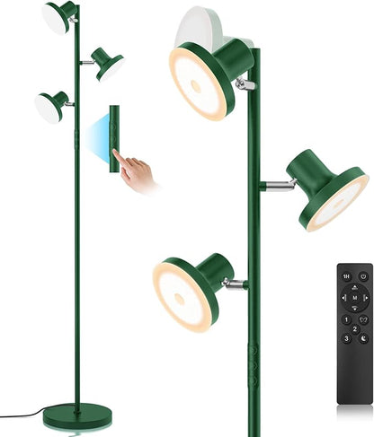36W LED Tree Floor Lamp, Modern Dimmable Standing Lamp with Remote & Touch Control, 4 Color Temperatures, 3 Rotatable LED Light Floor Lamps for Living Room, Bedroom, Office