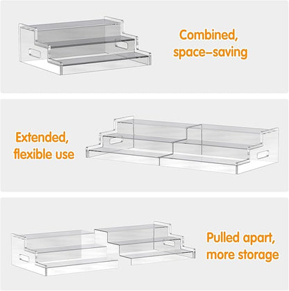 Yecuip Expandable Can Rack Organizer for Pantry, 3-Tier Adjustable Can Storage Holder, Holds Up to 24 Cans, Acrylic Canned Food Organizer for Pantry, Cabinet, Countertop, Kitchen