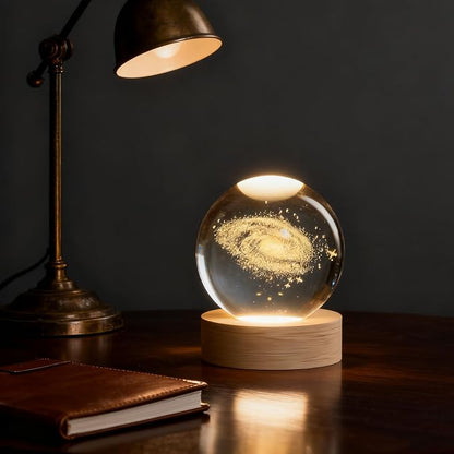 3D Galaxy Crystal Ball, 2.4 inch Universe Gifts Decorative Quartz Glass Ball, Space Astronomy Decor Present Glass Sphere, Physics Display Sculpture Home Decor Crafts for Office Desk Home