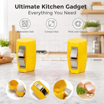Handheld Egg Shell Opener, Eggshell Separator and Cutter, Food Grade PP Stainless Steel Egg Topper Cutter for Chicken Duck Eggs, Portable Lightweight Kitchen Gadget for Home Cooking Baking (yellow)