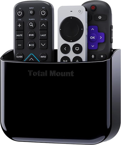 TotalMount Hole-Free Remote Holder – Eliminates Need to Drill Holes in Your Wall (for 2 or 3 Remote Controls – Black – Quantity 1)