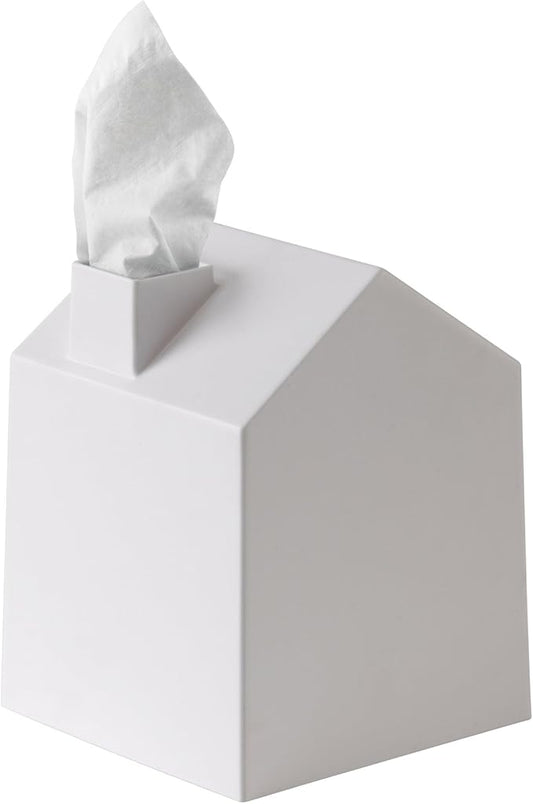 Umbra Casa Tissue Box Cover, Adorable House Shaped Square Kleenex Box Holder for Bathroom, Bedroom or Office, White
