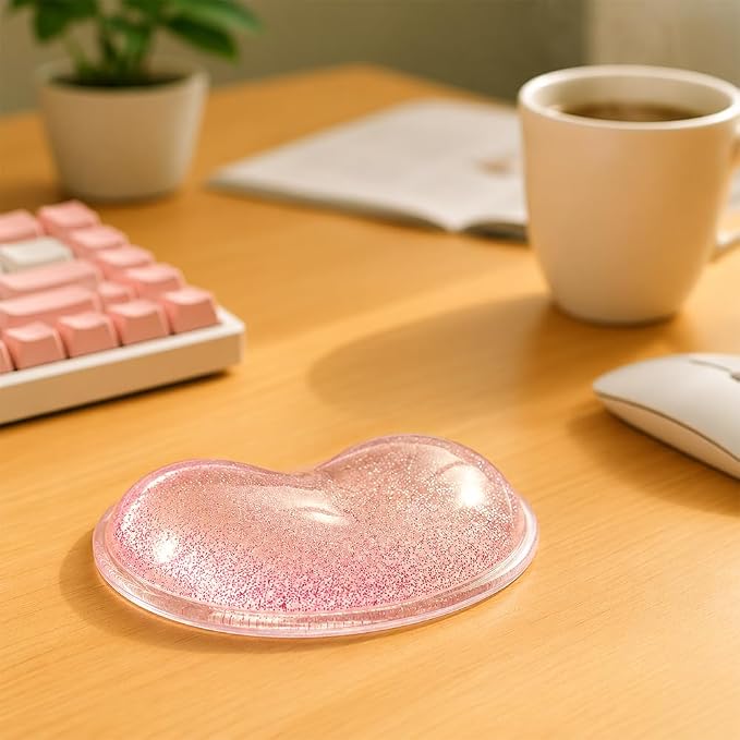 Soft Mouse Wrist Rest Pad Comfortable Cool Silicone Gel Ergonomic Cushion Small-Sized Hand Pain Relief Support Pad with Gel-Filled for Laptop Computer Office & Home (Bright Pink)