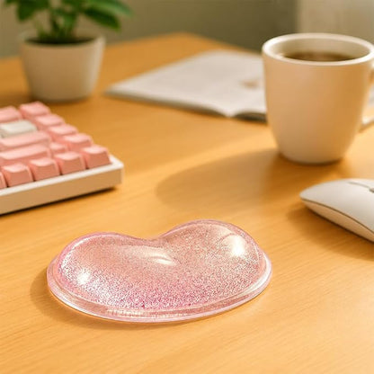 Soft Mouse Wrist Rest Pad Comfortable Cool Silicone Gel Ergonomic Cushion Small-Sized Hand Pain Relief Support Pad with Gel-Filled for Laptop Computer Office & Home (Bright Pink)
