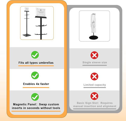 Wet Umbrella Bag Stand with Free 400 Bags Disposable,Dual Size Umbrella Bags Disposable with Metal Holders for signs,Commercial Wet Bag Wrapper Holder Indoor Entryway
