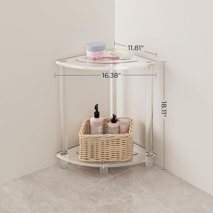 Sumerflos Acrylic Corner Shower Stool for Inside Shower, Clear Small Shower Bench for Shaving Legs Seating Waterproof Heavy Duty Assemble Modern (Clear, 11.81" D x 11.81" W x 18.11" H)