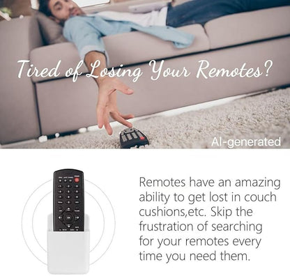 2 Pcs Remote Control Holder Wall Mount, TV Controller Holder, Self Adhesive Remote Holder, Wall Pen Holder Storage Accessories for Home Office School (White)