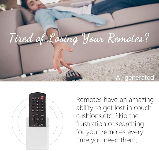 4 Pcs Remote Control Holde Wall Mount, TV Controller Holder, Self Adhesive Remote Holder, Wall Pen Holder Storage Accessories for Home Office School (White)